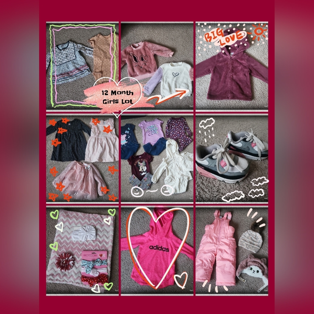 12 Month Girls Clothing & Nike Shoes Bundle